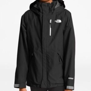 The North Face Black Goretex Raincoat w/ Hood and Weather-Resistance Kids Large